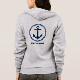 Ihr Name oder Boot Nautical Sea Anchor Blue Grau Hoodie