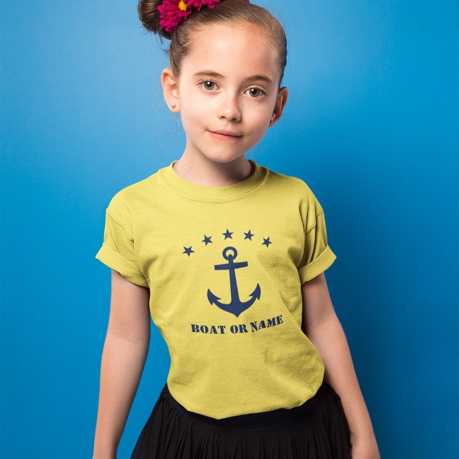 Ihr Name oder Bootname Klassischer Anker Blau Gelb T-Shirt (Von Creator hochgeladen)