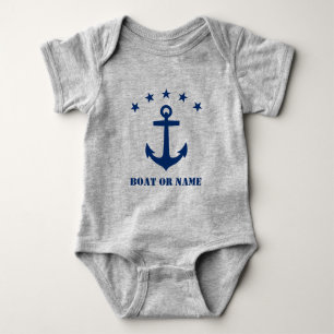 Ihr Name oder Bootname Klassischer Anker Blau & Gr Baby Strampler
