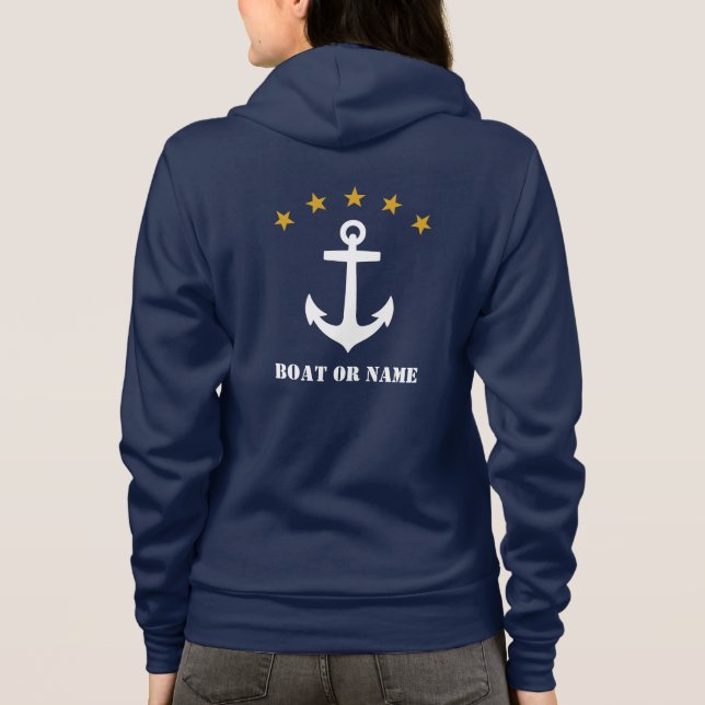 Ihr Name oder Bootname Klassischer Anker Gold 5 St Hoodie (Rückseite)