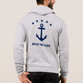 Ihr Name oder Bootname Klassischer Anker Gray Navy Hoodie