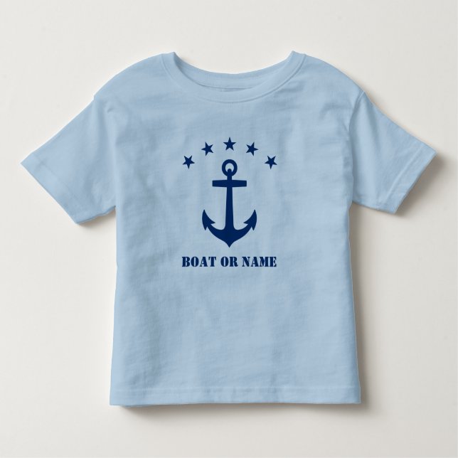 Ihr Name oder Bootname Klassischer Anker Light Blu Kleinkind T-shirt (Vorderseite)