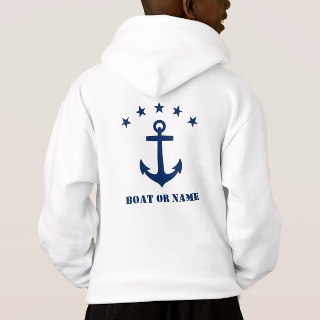 Ihr Name oder Bootname Klassischer Anker Marine &  Hoodie (Rückseite)