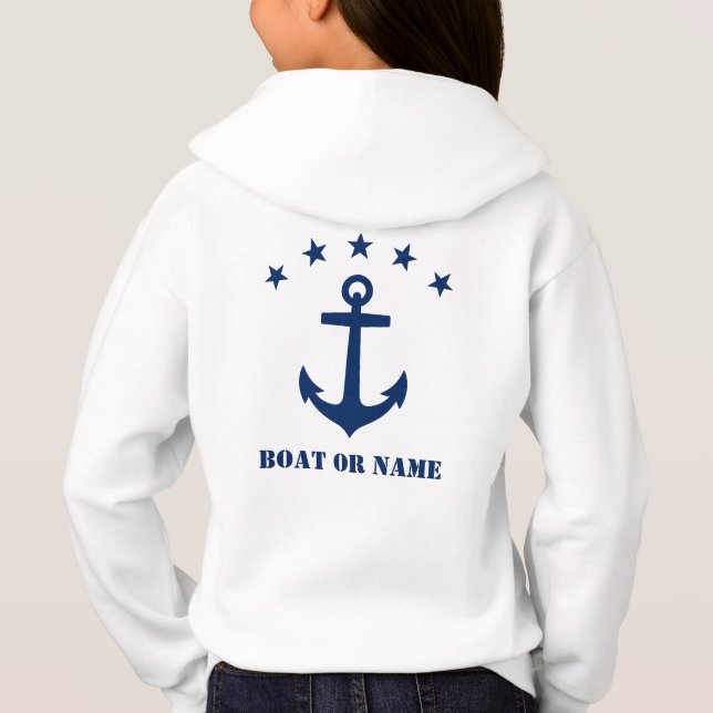 Ihr Name oder Bootname Klassischer Anker Marine &  Hoodie (Rückseite)