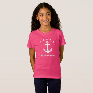 Ihr Name oder Bootname Klassischer Anker Rosa & We T-Shirt