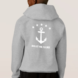 Ihr Name oder Bootname Klassischer Anker Weiß & Gr Hoodie