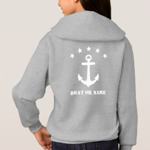 Ihr Name oder Bootname Klassischer Anker Weiß und Hoodie