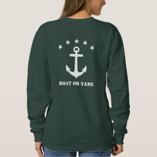 Ihr Name oder Bootname Klassischer Ankerwald Grün Sweatshirt