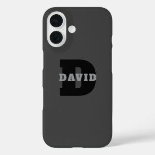 Ihr Name oder Firmenname Modern maskulines Grau iPhone 16 Hülle