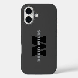 Ihr Name oder Firmenname Modern maskulines Grau iPhone 16 Hülle