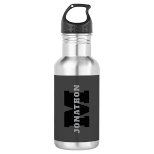 Ihr Name oder Firmenname Modern maskulines Grau Edelstahlflasche