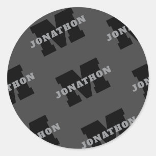 Ihr Name oder Ihr Firmenname   Modern Masculine Gr Runder Aufkleber