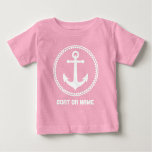Ihr Name oder Ihr Name Schiff Name Sea Anchor Rosa Baby T-shirt