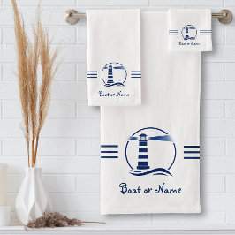 Ihr Name oder Ihr Schiff Nautical Classic Lighthou Badhandtuch Set