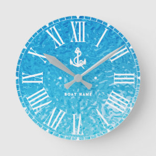 Ihr Name oder Ihr Schiff Vintager nautischer Anker Runde Wanduhr
