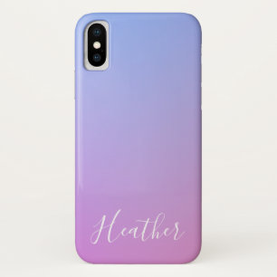 Ihr Name oder Wort Lila Rosa und Blau Farbverlau Case-Mate iPhone Hülle