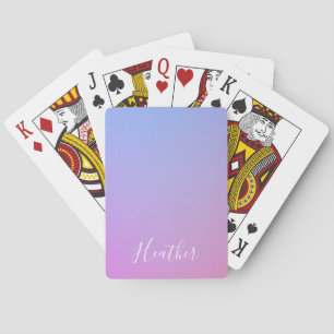 Ihr Name oder Wort Lila Rosa und Blau Farbverlau Spielkarten