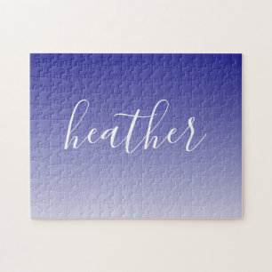 Ihr Name oder Wort Navy Blau Ombre Verlauf Puzzle