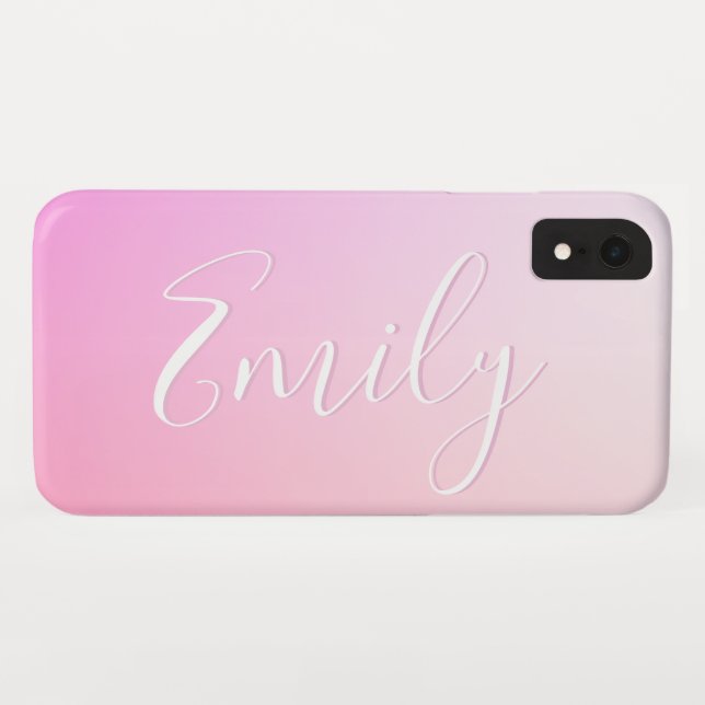 Ihr Name oder Wort | Pink Ombre Gradation Case-Mate iPhone Hülle (Rückseite (Horizontal))