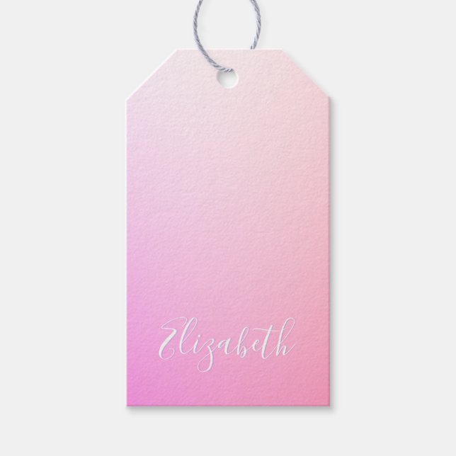 Ihr Name oder Wort | Pink Ombre Gradation Geschenkanhänger (Vorderseite)