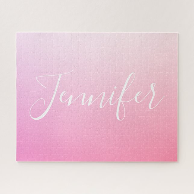Ihr Name oder Wort | Pink Ombre Gradation Puzzle (Horizontal)