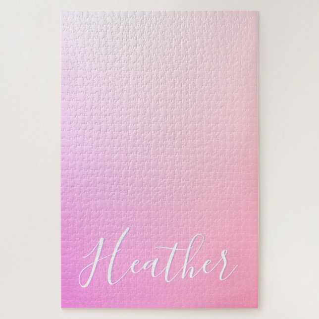 Ihr Name oder Wort | Pink Ombre Gradation Puzzle (Vertikal)