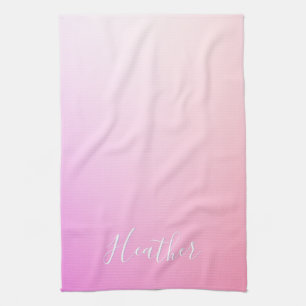 Ihr Name oder Wort Rosa Ombre-Abstufung Geschirrtuch