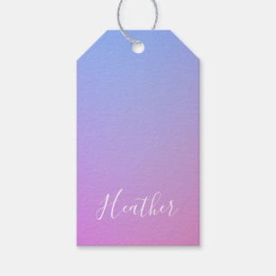 Ihr Name oder Wort   Violett Rosa & Blau Verlauf Geschenkanhänger