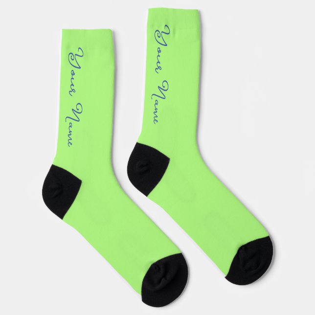 IHR NAME Personalisierte hellgrüne Crew Socken (Rechts)