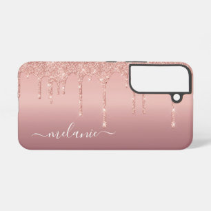 Ihr Name Personalisierte Rose Gold Blush Glitzer Samsung Galaxy Hülle