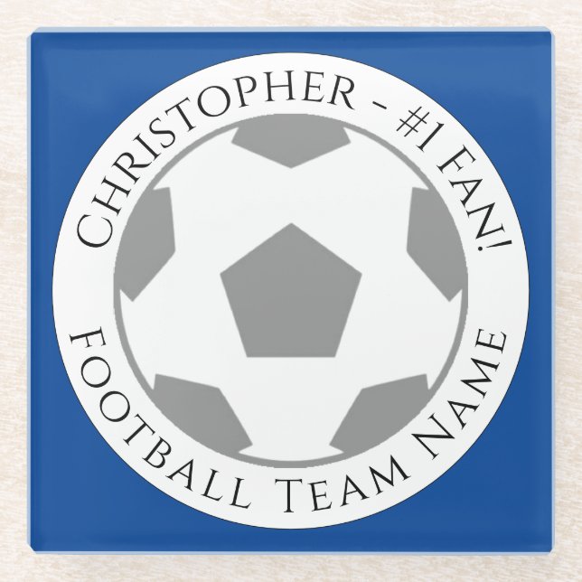 Ihr Name plus Fußball Team Name Glass Untersetzer (Vorderseite)