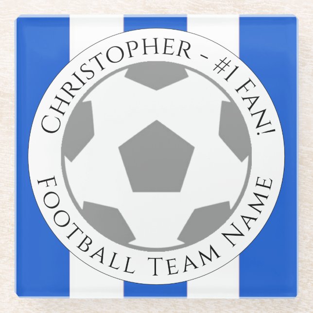 Ihr Name plus Fußball Team Name Glass Untersetzer (Vorderseite)