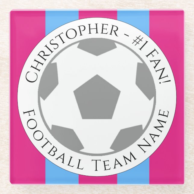 Ihr Name plus Fußball Team Name Glass Untersetzer (Vorderseite)