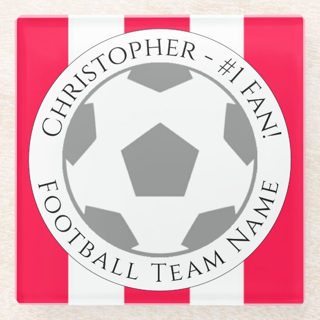 Ihr Name plus Fußball Team Name Glass Untersetzer (Vorderseite)