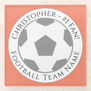 Ihr Name plus Fußball Team Name Glass Untersetzer