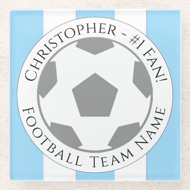 Ihr Name plus Fußball Team Name Glass Untersetzer (Vorderseite)