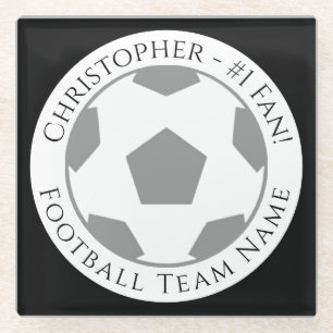 Ihr Name plus Fußball Team Name Glass Untersetzer