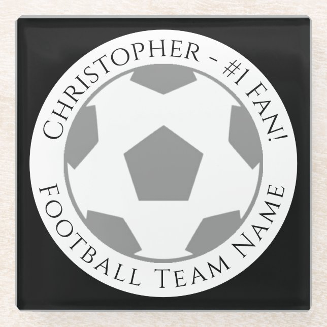 Ihr Name plus Fußball Team Name Glass Untersetzer (Vorderseite)