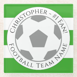 Ihr Name plus Fußball Team Name Glass Untersetzer