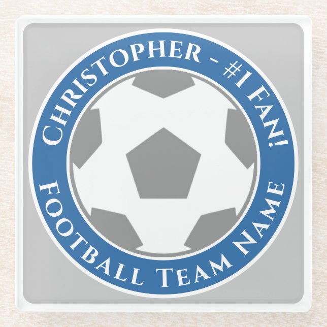 Ihr Name plus Fußballmannschaftsname Glasuntersetzer (Vorderseite)