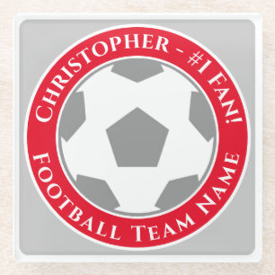Ihr Name plus Fußballmannschaftsname Glasuntersetzer
