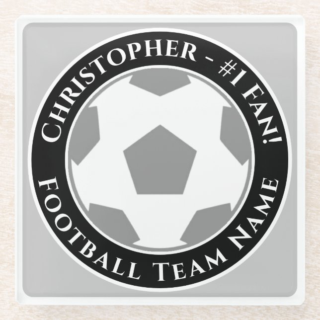 Ihr Name plus Fußballmannschaftsname Glasuntersetzer (Vorderseite)