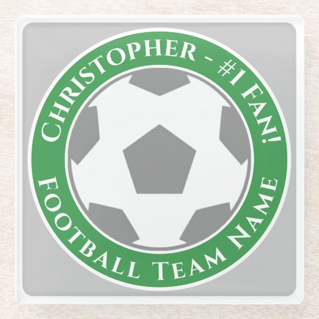 Ihr Name plus Fußballmannschaftsname Glasuntersetzer (Vorderseite)