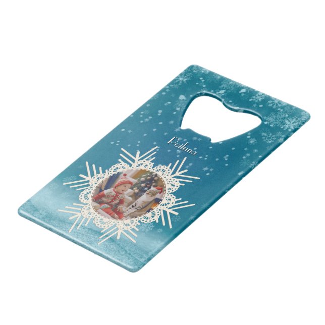 [Ihr Name] Poiluna Weihnachten Geldbeutel Flaschenöffner (Rückseite Schrägansicht)