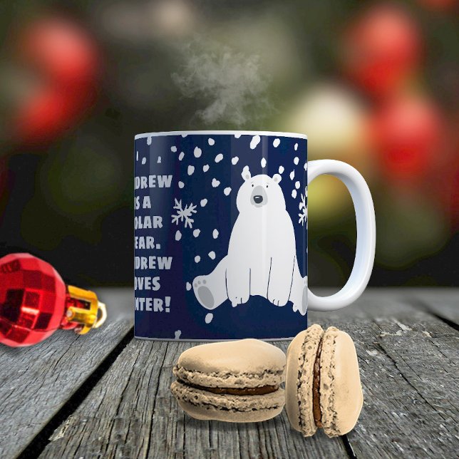 Ihr Name Polar Bear in Snowy Winter Coffee Tasse (Von Creator hochgeladen)