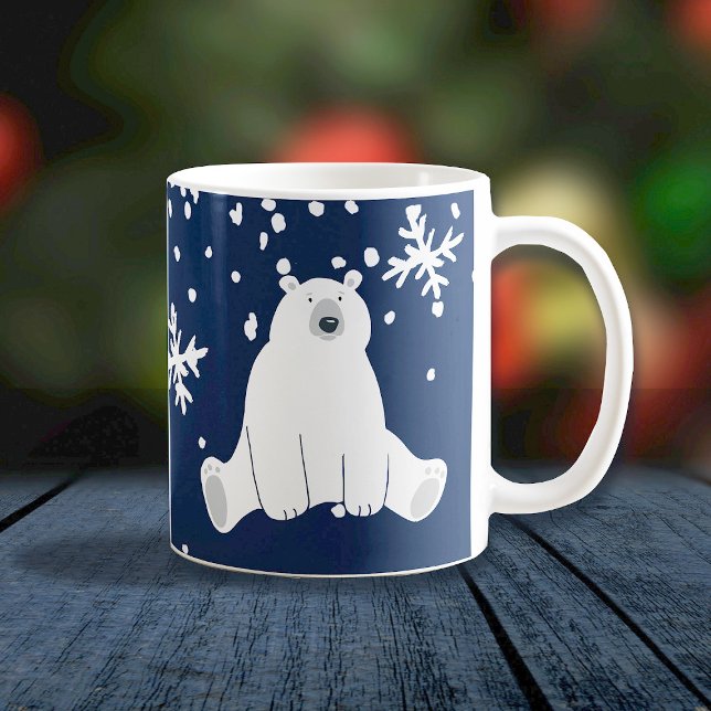 Ihr Name Polar Bear in Snowy Winter Kaffeetasse (Von Creator hochgeladen)