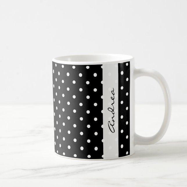 Ihr Name - Polka-Punkte, gepunktetes Muster - Schw Kaffeetasse (Rechts)