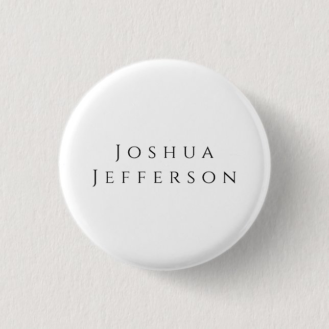 Ihr Name Professionell Kreativ Einfach Schwarz Wei Button (Vorderseite)