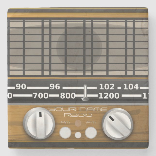 Ihr Name Radio Personalisiert Disk Jockey Steinuntersetzer (Vorderseite)