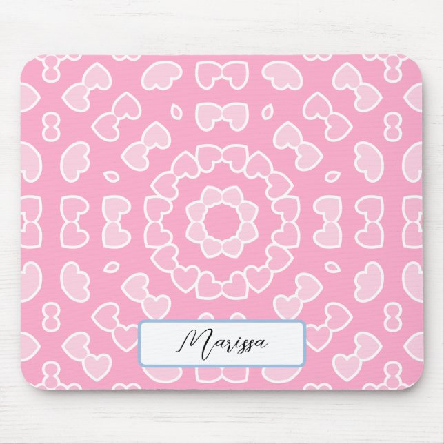 Ihr Name - rosa Herz-Muster Mousepad (Vorne)